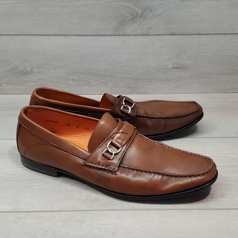 Santoni Mens Leather Oxford 42080 Loafer Dress shoes sz 11.5D Italy